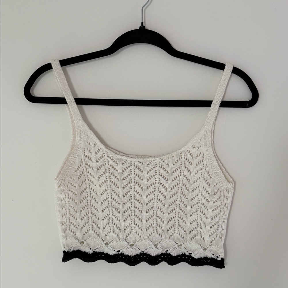 Kimchi Blue White and Black Knit Crop Top